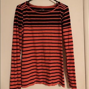 JCREW Navy and Orange Striped Shirt